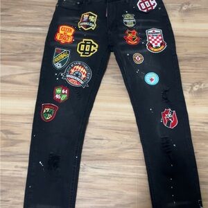 DSQUARED Black Skinny Jeans with Vibrant Patches